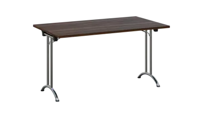 SLC 140 chrom skládací jednací stůl 1394x800, deska 25 mm, podnož chrom, deska ořech královský